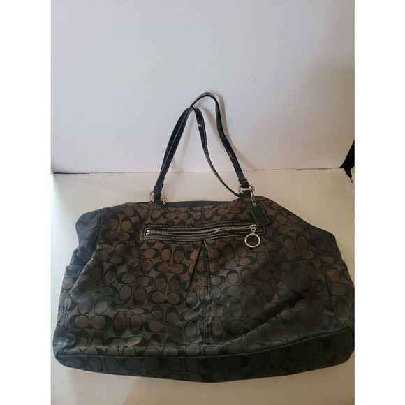 Coach Women's Black Signature Canvas Double Strap Classic Shoulder Bag - Picture 1 of 10